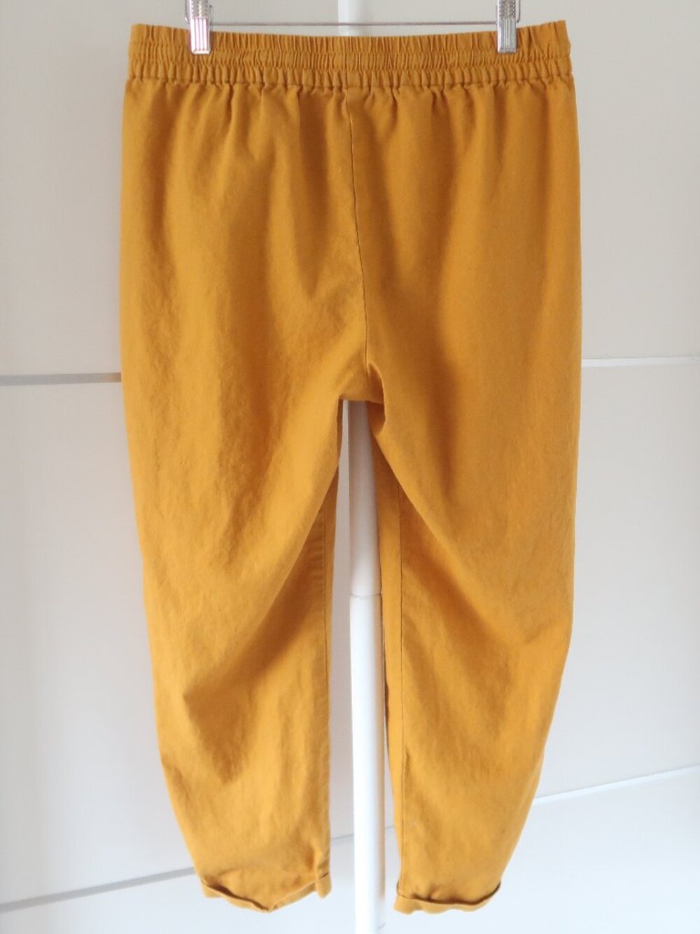 J. Crew Mustard Linen Pants Joggers Elastic Waist Drawstring Casual Summer 12 - Picture 3 of 6